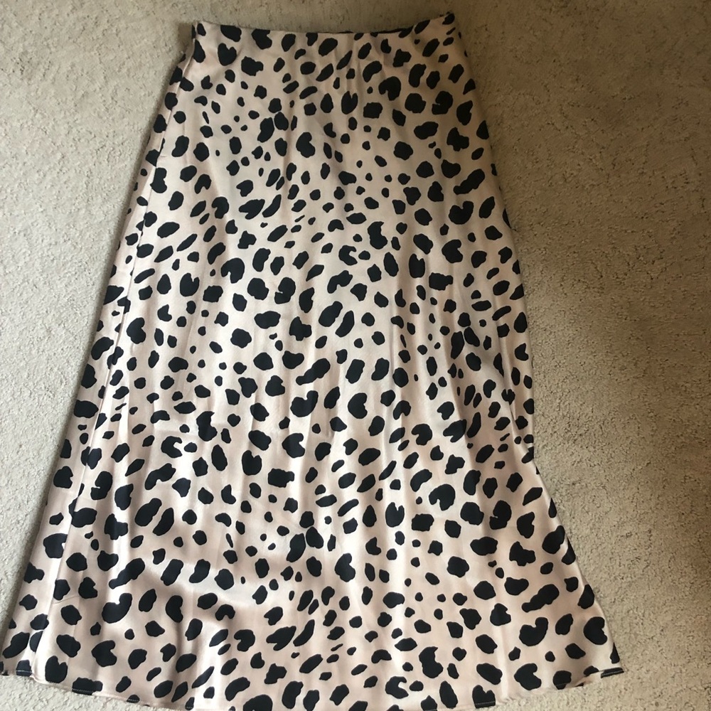 Satin Leopard MIDI Skirt